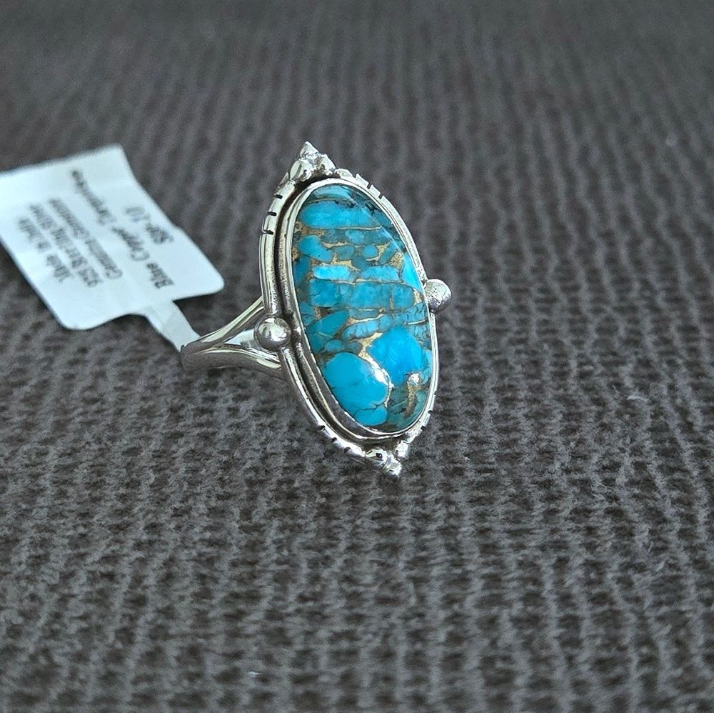 ✨️HP✨️ Shivam Oval Shaped Blue💙 Copper Turquoise Statement Ring💍 - NWT
